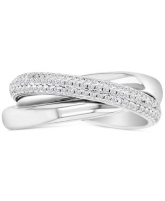 Macy's - Cubic Zirconia Triple Row Pav&eacute; & Polished Rolling Crossover Ring