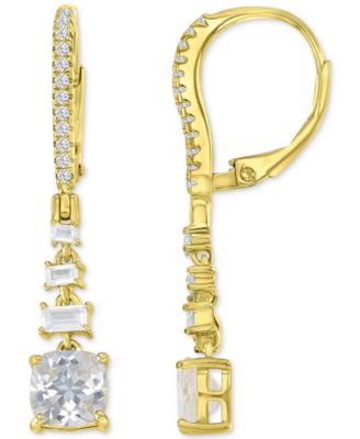 Macy's - Cubic Zirconia Mixed Cut Linear Drop Leverback Earrings