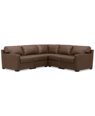 Radley 101" 5-Pc. Leather Square Corner L Shape Modular Sectional, Created for Macy's image