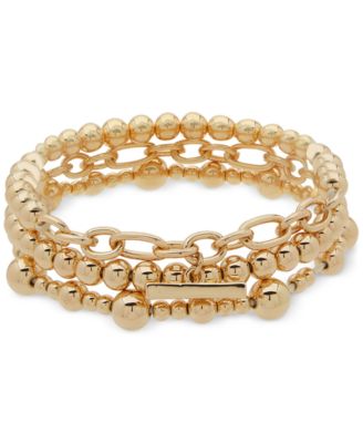 Anne Klein - Gold-Tone Beaded Multi-Row Stretch Bracelet