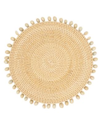Seaside Splendor Shell Rattan Placemat Set of 4,15"x15" image