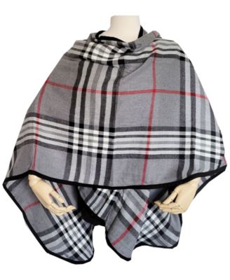 FRAAS - Women's Solid Border Plaid Rounded Edge Wrap