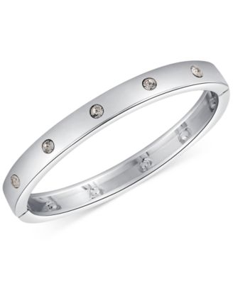 GUESS - Silver-Tone Crystal Hinged Bracelet