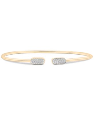 Wrapped - Diamond Rectangular Cluster Cuff Bangle Bracelet (1/10 ct. t.w.) in 10k Gold