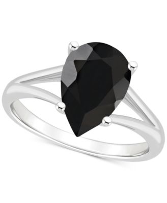 Macy's - Onyx Pear Split Shank Polished Statement Ring in Sterling Silver