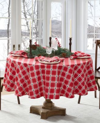 Sherwood Tree Dobby Cotton Oval Tablecloth, 84"x 60" image