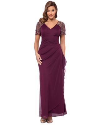 XSCAPE - Beaded-Sleeve Gown