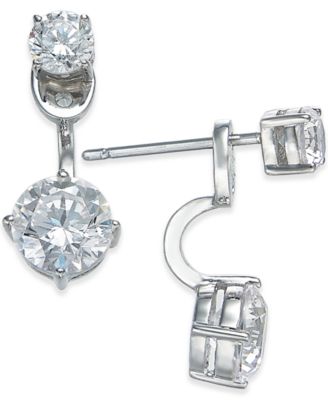 Eliot Danori - Silver-Tone Double Crystal Front Back Earrings