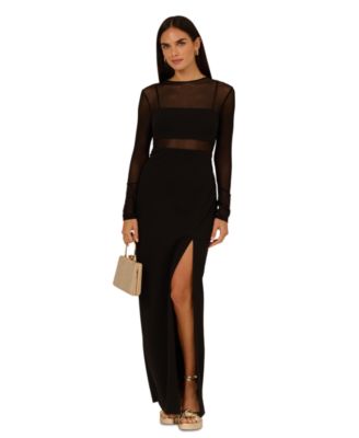 Adrianna - Women's Mesh-Panelled Column Gown