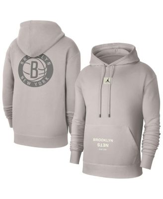 Jordan - Men's Heather Gray Brooklyn Nets Courtside Statement Edition Pullover Hoodie