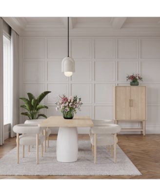 Furniture - Lunare 5 Pc. Set (Sand Rectangular Table & 4 Rolled Back Chairs)