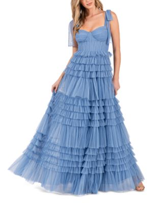 B Darlin - Juniors' Corset Ruffled Gown