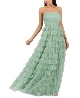 B Darlin - Juniors' Strapless Ruffle-Skirt Gown