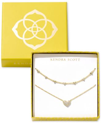 Kendra Scott - 14k Gold-Plated 2-Pc. Set Pav&eacute; Heart 19" Necklaces