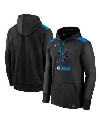 Nike - Men's Black Miami Marlins Authentic Collection Performance Pullover Hoodie