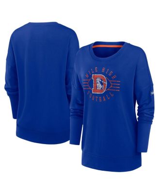 Nike - Women's Royal Denver Broncos Rewind Playback Icon Performance Pullover Sweatshirt