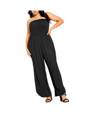 CITY CHIC - Trendy Plus Size Smocked Strapless Jumpsuit