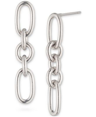 Lauren Ralph Lauren - Sterling Silver Link Linear Drop Earrings