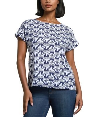 Jones New York - Women's Shell-Print Button-Side Top