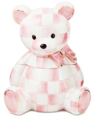 MacKenzie-Childs - Rosy Check Bear Ceramic Cookie Jar