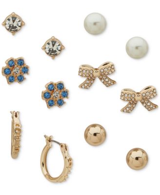 Clueless - Gold-Tone 6-Pc. Set Mixed Stone Stud & Hoop Earrings