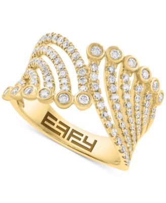 EFFY Collection - Diamond Curved Multirow Statement Ring (3/4 ct. t.w.) in 14k Gold