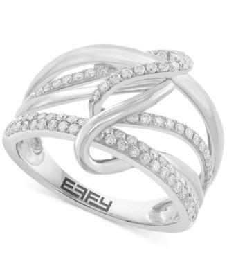 EFFY Collection - Diamond Multirow Crossover Ring (1/2 ct. t.w.) in 14k White Gold