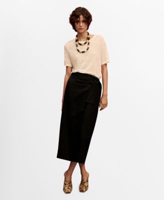 MANGO - Women's Linen Sarong Skirt