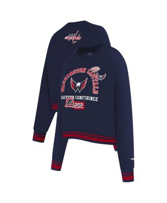 Pro Standard - Women's Navy Washington Capitals Area Code Cropped Pullover Sweatshirt