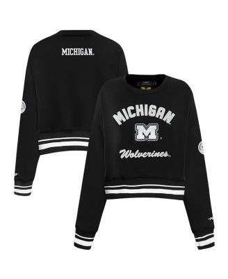 Pro Standard - Women's Black Michigan Wolverines Cropped Pullover Sweatshirt