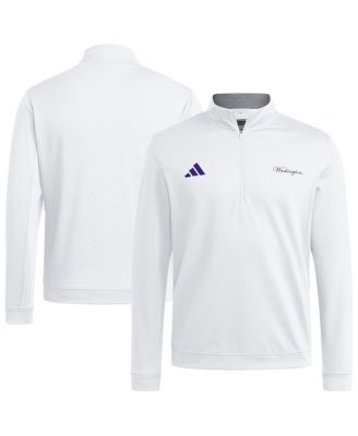 adidas - Men's White Washington Huskies Elevated Quarter-Zip Jacket