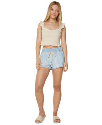 Roxy - Juniors' Paddle On Pull-On Denim Shorts