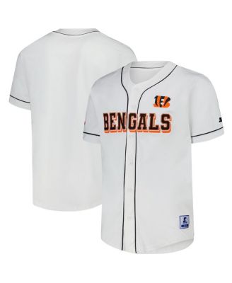 Starter - Men's White Cincinnati Bengals Relay Full-Button Baseball Jersey