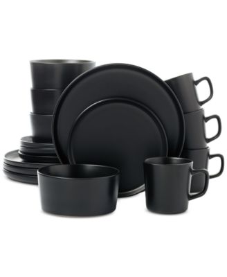 Lorren Home Trends - Black 16-Pc. Dinnerware Set, Service for 4