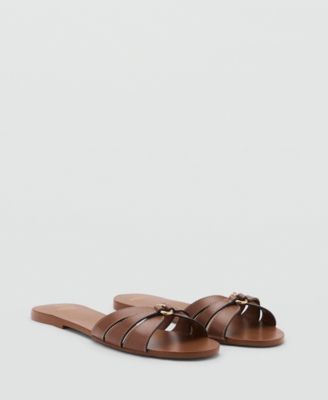 MANGO - Women's Leather Straps Sandals