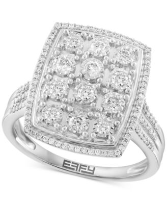 EFFY Collection - Diamond Rectangular Halo Cluster Ring (1/2 ct. t.w.) in 14k White Gold