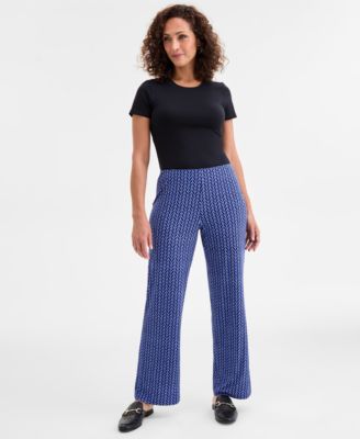 JM Collection - Women's Emma Etched Wide-Leg Pull-On Pants