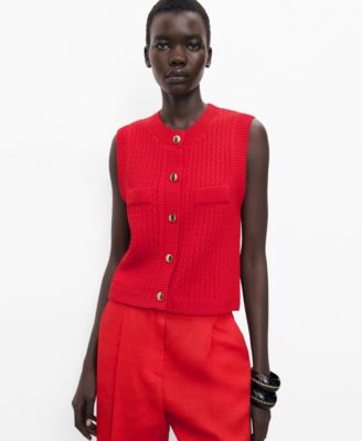 MANGO - Women's Buttoned Chunky-Knit Vest