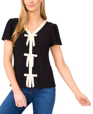 CeCe - Women's Bow Front Short Sleeve Top