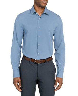 ConStruct - Men's Slim-Fit Solid Performance Stretch Cooling Comfort Dress Shirt
