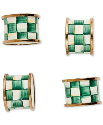 Emerald Check Napkin Rings, Set of 4 image
