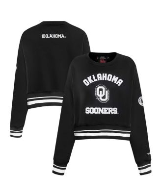 Pro Standard - Women's Black Oklahoma Sooners Cropped Pullover Sweatshirt