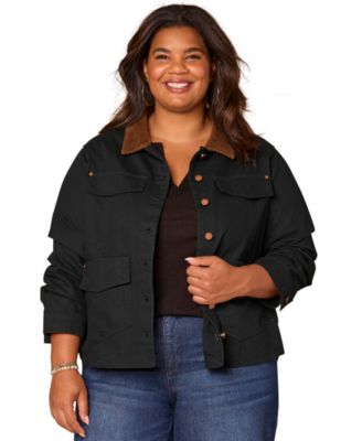 Democracy - Plus Size 3/4-Ruched Sleeve Button Front Jacket