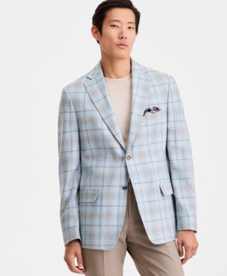Tallia - Men's Slim-Fit Linen-Blend Patterned Blazer