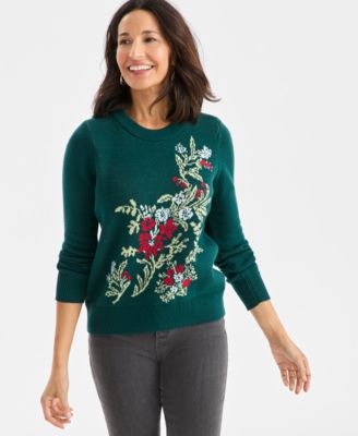 Style & Co - Women's Holiday Tree Whimsy Pullover Sweater