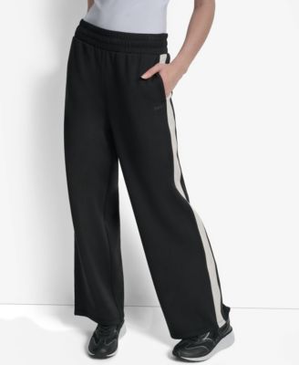 DKNY - Women's High-Rise Modified Wide-Leg Side-Stripe Pants