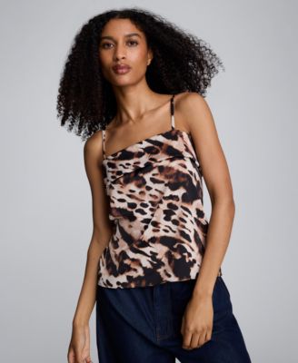Kenneth Cole - Women's Printed Fold-Over Square Neck Top