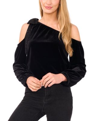 CeCe - Women's One Shoulder Top with Sequin Bow
