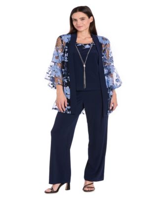 R & M Richards - Petite Lace Jacket, Sleeveless Top & Pants Set