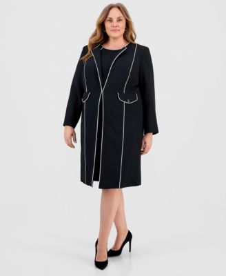 Kasper - Plus Size Stretch Crepe Corded Topper Jacket